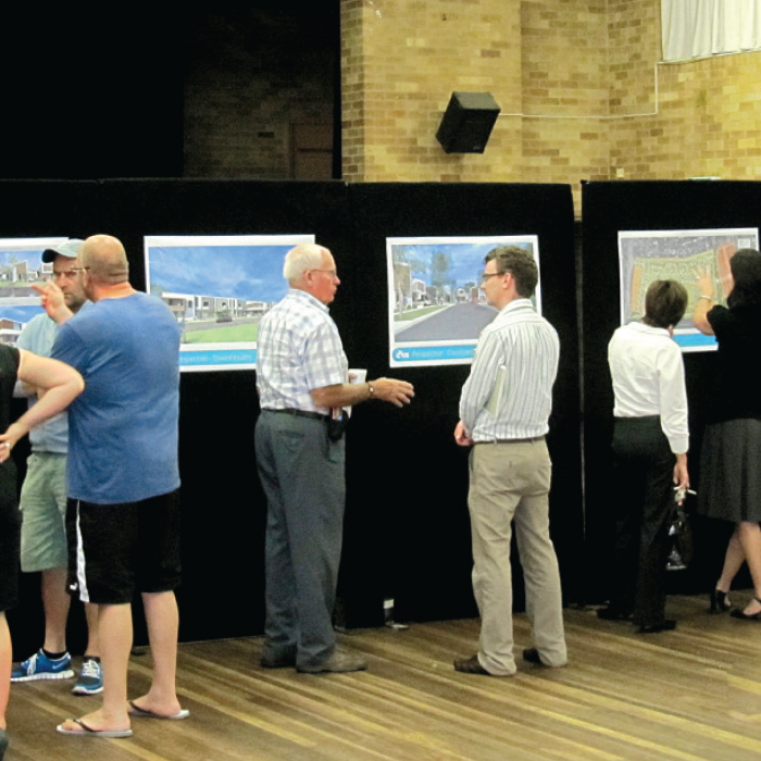 Photo - Residents at a public information session for DHA’s residential development at Ermington, Sydney
