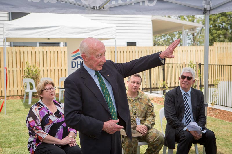 Photo: Major General Adrian Clunies-Ross, AO, MBE (Ret’d) giving a speech at the ribbon-cutting ceremony