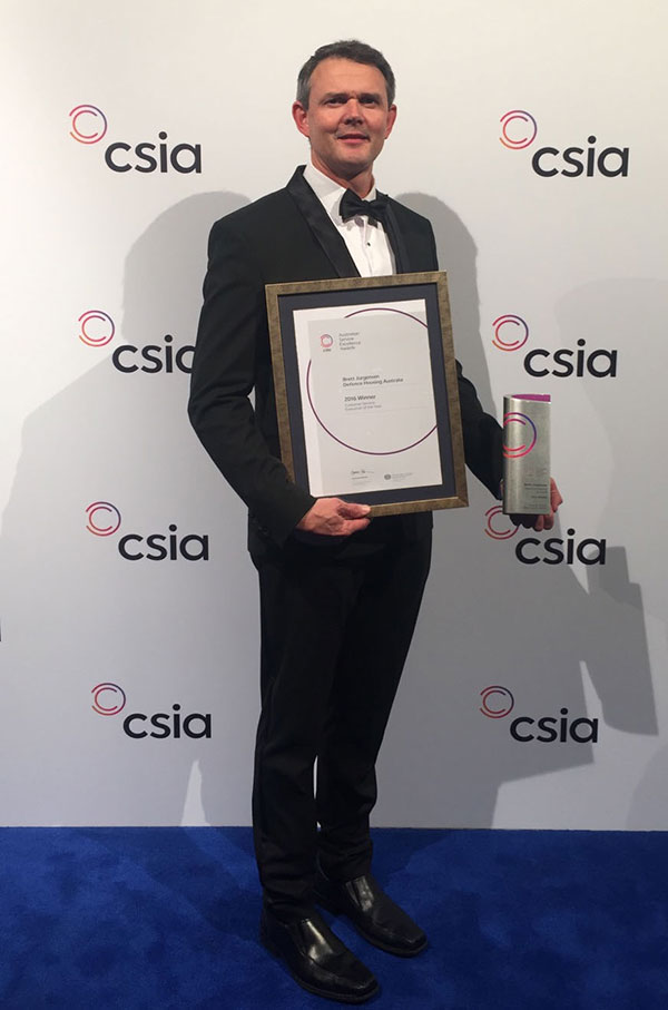 Photo: Brett Jorgensen won Customer Service Executive of the Year at the 15th annual Australian Service Excellence Awards (ASEA).